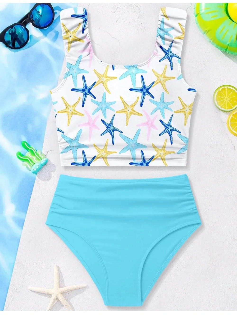 Girls Tankini Swimsuit 2 Piece Twist Cross Back Cutout. 2567/bb14-1